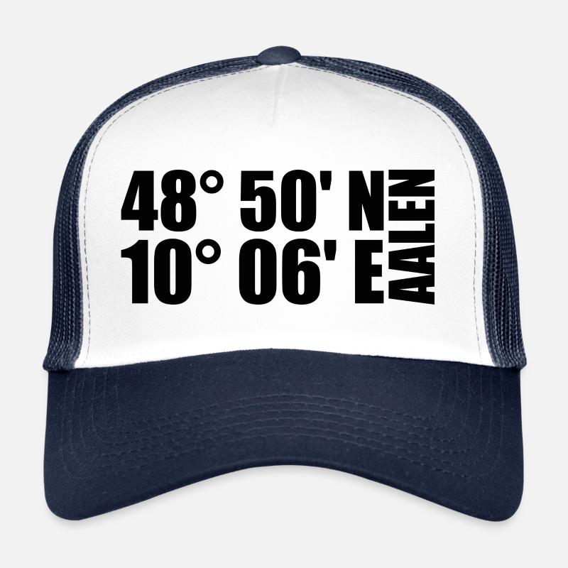 Aalen Koordinaten - Trucker Cap - Weiß/Navy