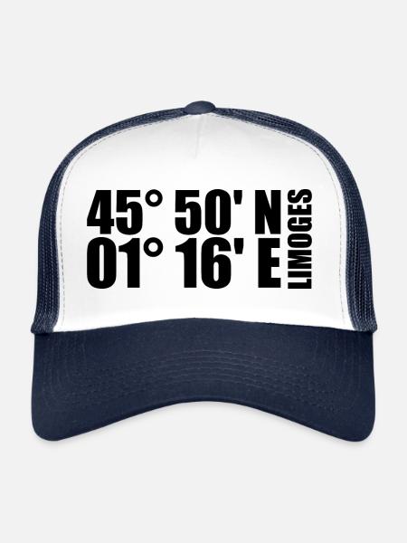 Coordonnées de Limoges - Casquette trucker  - blanc/marine - Devant