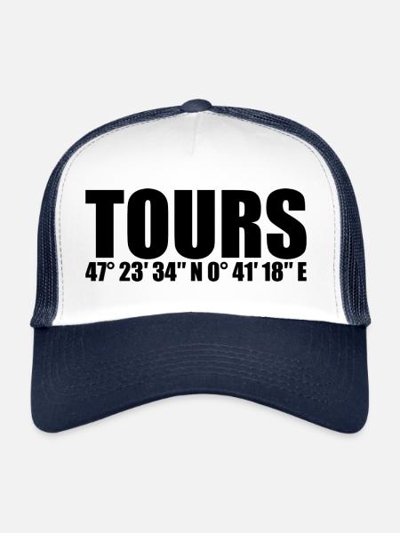 Coordonnées des visites - Casquette trucker  - blanc/marine - Devant