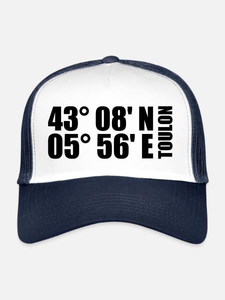 Coordonnées de Toulon - Casquette trucker  - blanc/marine - Devant