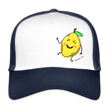 Zitrone Frucht Obst Spruch Sauer macht lustig Humo - Trucker Cap - Weiß/Navy - Vorne