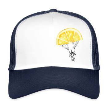 Drôle de citron Soleil d’été Parachute de parachutisme - Casquette trucker  - blanc/marine - Devant