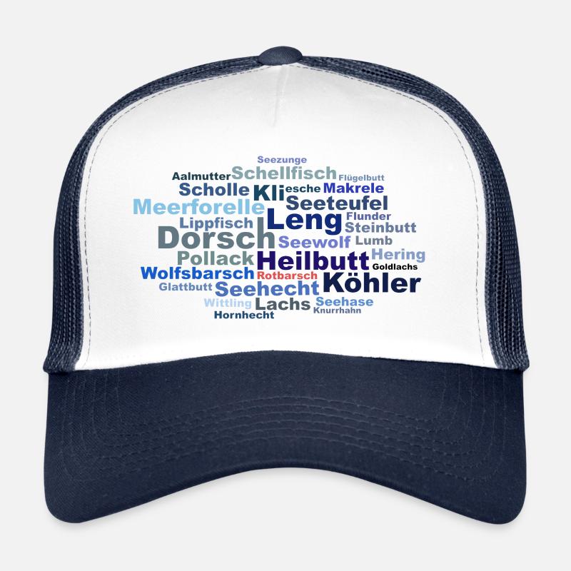 TagCloud Salzwasserfische - Trucker Cap - Weiß/Navy