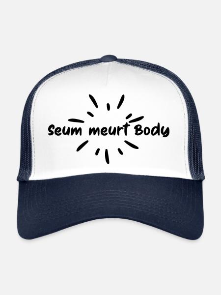 seum meurt body - humour - Casquette trucker  - blanc/marine - Devant