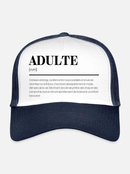 Adulte - Définition humoristique - Cadeau fun - Casquette trucker  - blanc/marine - Devant