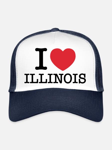 I Love Illinois | Illinois | I Heart Illinois - Trucker Cap - white/navy - Front