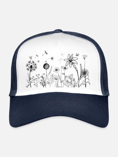 Minimalist flowers - Trucker Cap - white/navy - Front