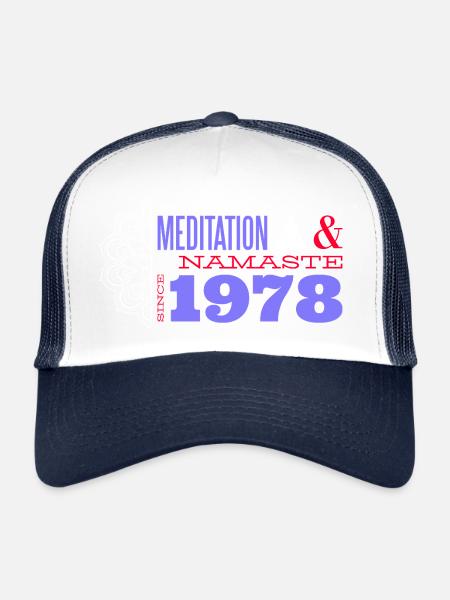 Méditer depuis 1978 - Namaste - Casquette trucker  - blanc/marine - Devant