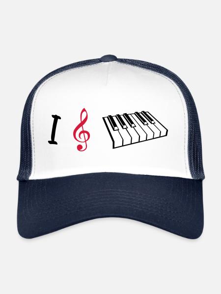 I love piano, piano - Trucker Cap - white/navy - Front