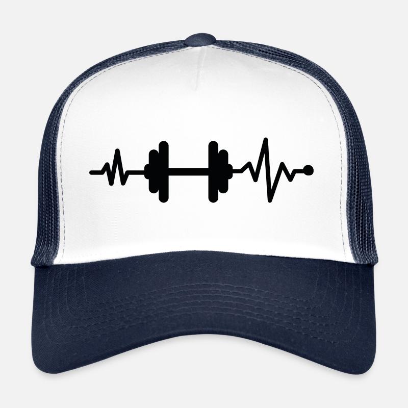 Dumbbell heartbeat - Trucker Cap - white/navy
