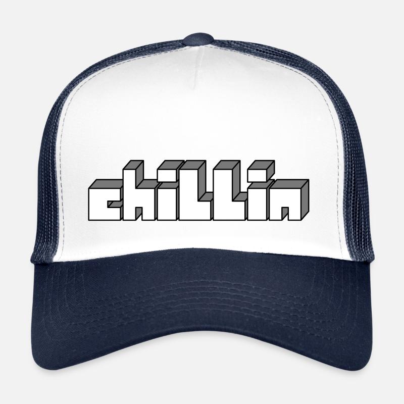 juste un simple graffiti géométrique simple chillin - Casquette trucker  - blanc/marine
