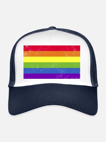 Pride Month // Vintage Rainbow Flag - Casquette trucker  - blanc/marine - Devant