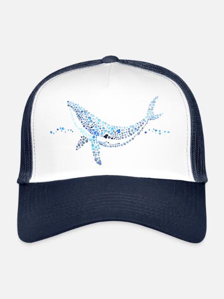 baleine gouttes d'aquarelle - Casquette trucker  - blanc/marine - Devant