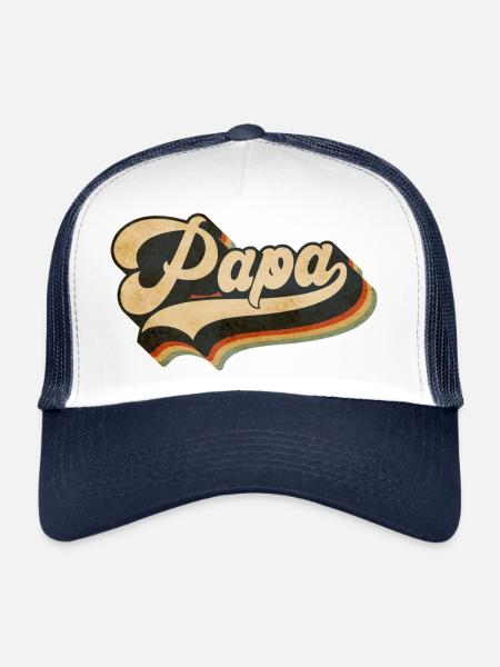 Papa Vintage Script Arc-en-ciel - Casquette trucker  - blanc/marine - Devant