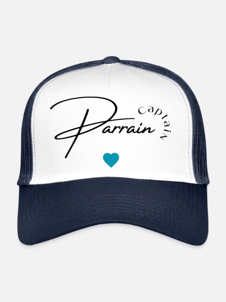 Captain parrain - Casquette trucker  - blanc/marine - Devant