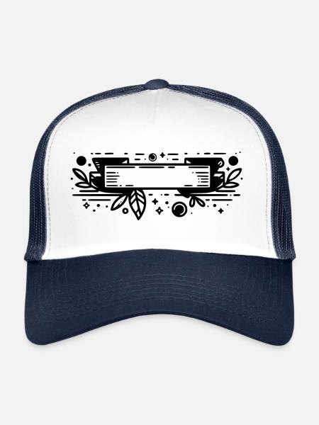 Banner with leaves - Trucker Cap - white/navy - Front