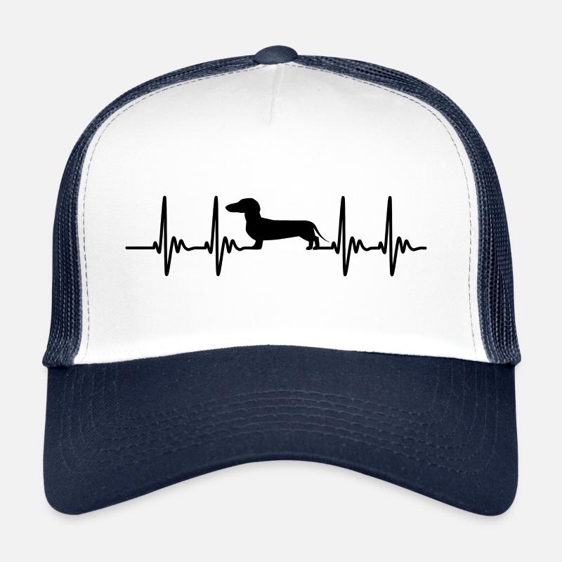 Cadeau de battement de coeur de chien teckel Casquette trucker 