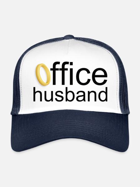 Le mari du travail - Part-time office husband - Casquette trucker  - blanc/marine - Devant