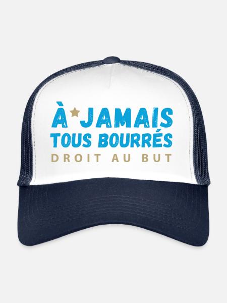 Marseillais alcool humour - Casquette trucker  - blanc/marine - Devant