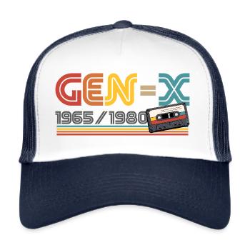 Gen-X 1965 / 1980 Generation X Gute Zeiten Retro - Trucker Cap - Weiß/Navy - Vorne