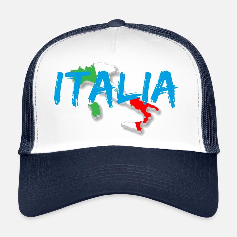 Italien blauer dreifarbiger Stiefel - Trucker Cap - Weiß/Navy
