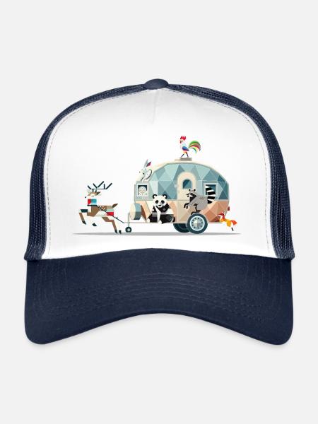 Animal journey – caravans full of adventure - Trucker Cap - white/navy - Front