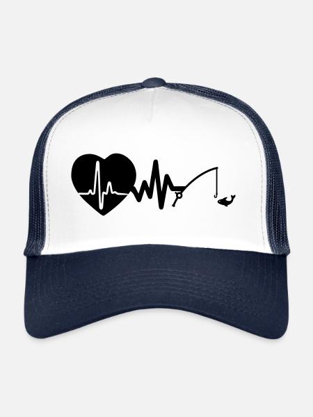 La pêche est un battement de cœur pour les pêcheurs - Casquette trucker  - blanc/marine - Devant