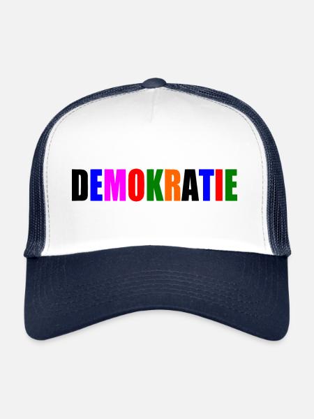 Démocratie - Casquette trucker  - blanc/marine - Devant