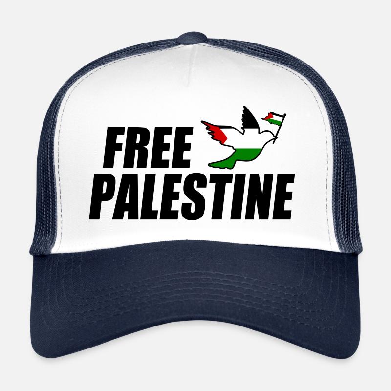 Free palestine - Casquette trucker  - blanc/marine