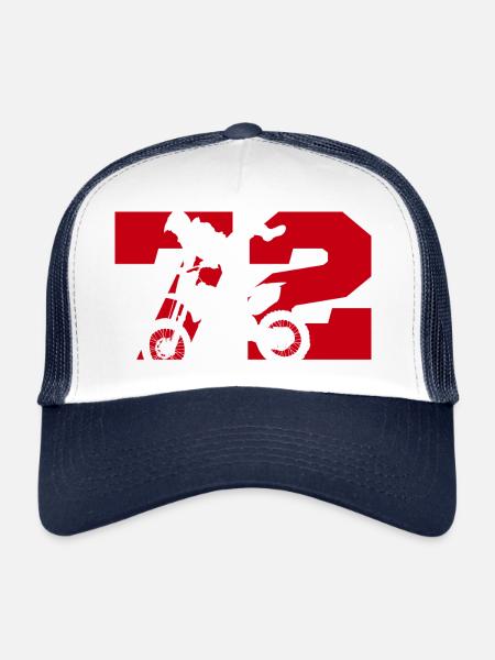Moto 72 biker - Trucker Cap - white/navy - Front