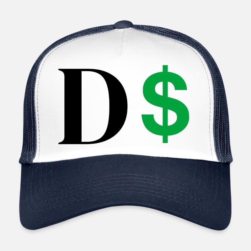 Dollar-Buchstabe - Trucker Cap - Weiß/Navy