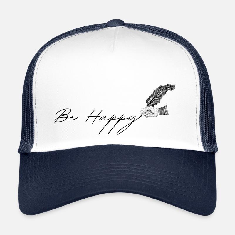 Be Happy - Trucker Cap - Weiß/Navy
