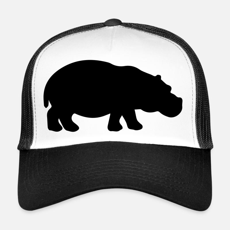 Silhouette d’hippopotame - Casquette trucker - blanc/noir