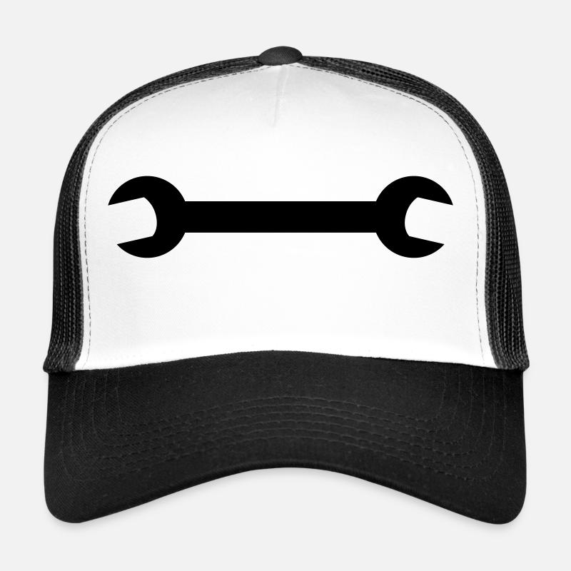 Schraubenschlüssel in schwarz - Trucker Cap - Weiß/Schwarz