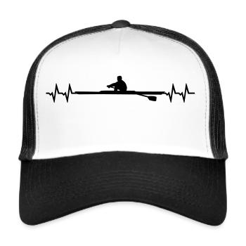 Rudern Herzschlag, Einer Rudern - Trucker Cap - Weiß/Schwarz - Vorne