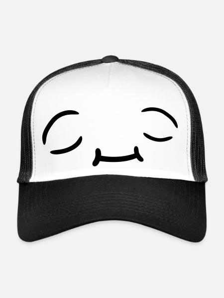 Conception de visage détendue - Casquette trucker  - blanc/noir - Devant