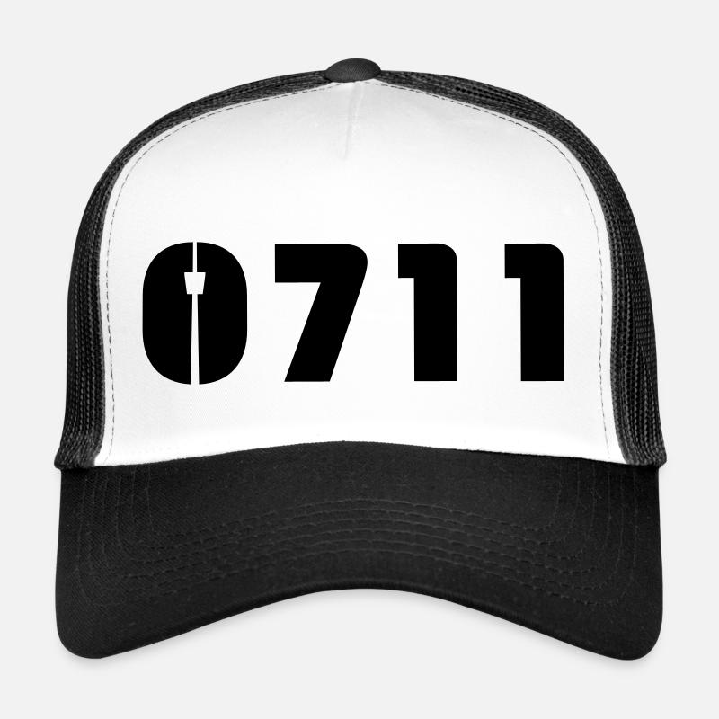 Baby-Mütze Stuttgart-0711 - Trucker Cap - Weiß/Schwarz