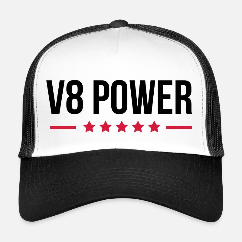 V8 Power - Trucker Cap - Weiß/Schwarz