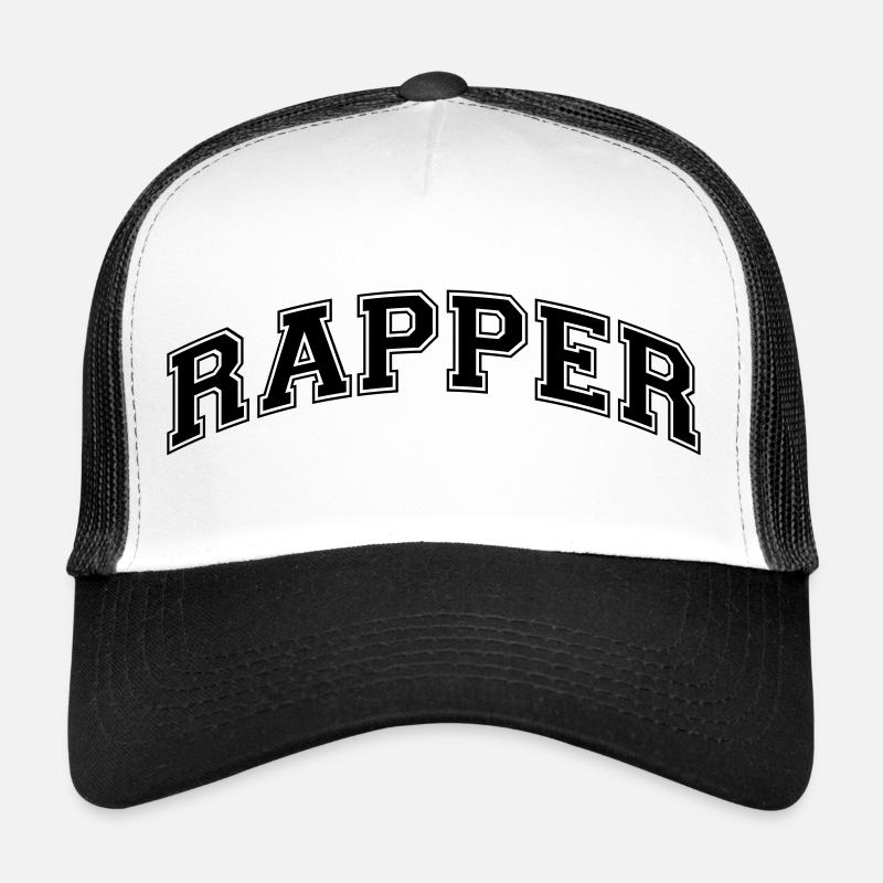 rapper college style curved logo - Trucker Cap - white/black