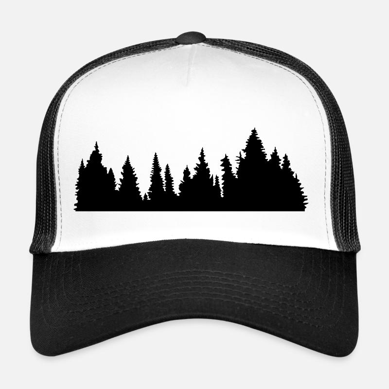 baeume wald nadelwald nadelbaum forst silhouette f Trucker Cap