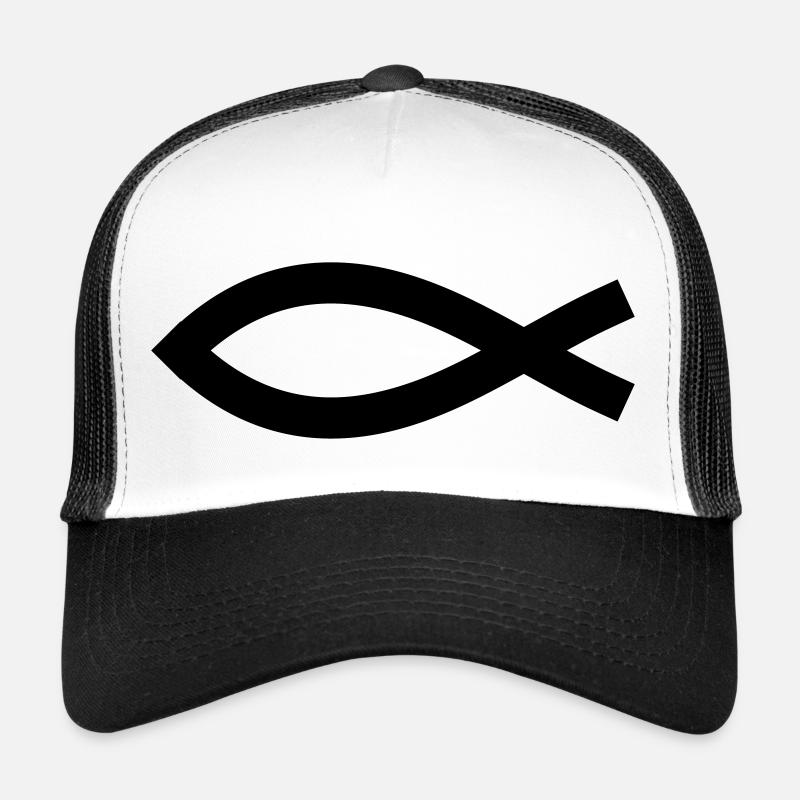 Christian fish symbol vector - Trucker Cap - white/black