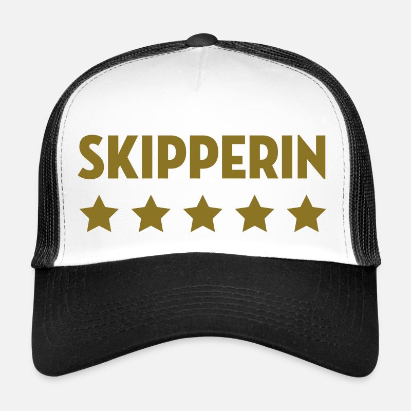 Skipper / Skipperin / Segeln / Windsurfen / Boot - Trucker Cap - Weiß/Schwarz