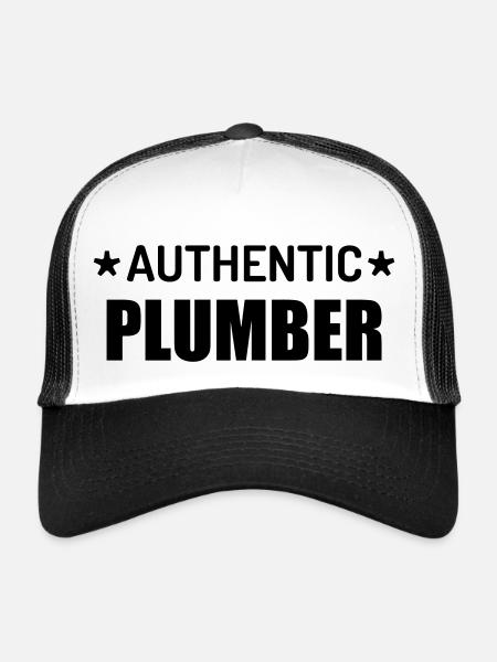 Plombier / Plomberie / Travail / Métier / Job - Casquette trucker  - blanc/noir - Devant