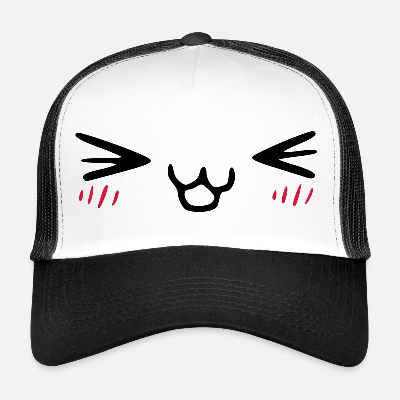 kawaii_face_4 - Trucker Cap - Weiß/Schwarz