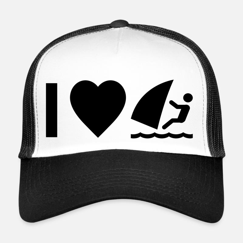 Design cool « I Love Windsurfing » pour lui et elle Casquette trucker 