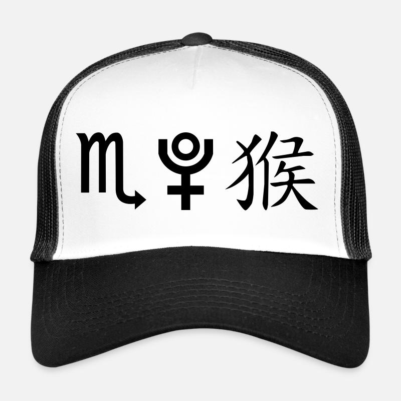 skorpion pluto affe - Trucker Cap - Weiß/Schwarz