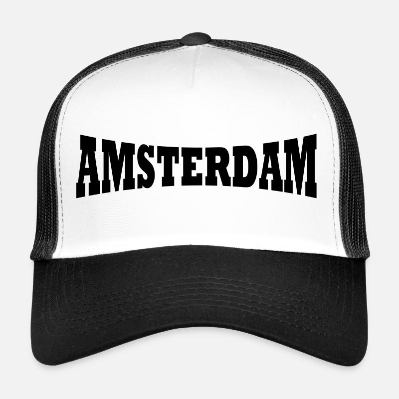 Amsterdam Schriftzug - Trucker Cap - Weiß/Schwarz