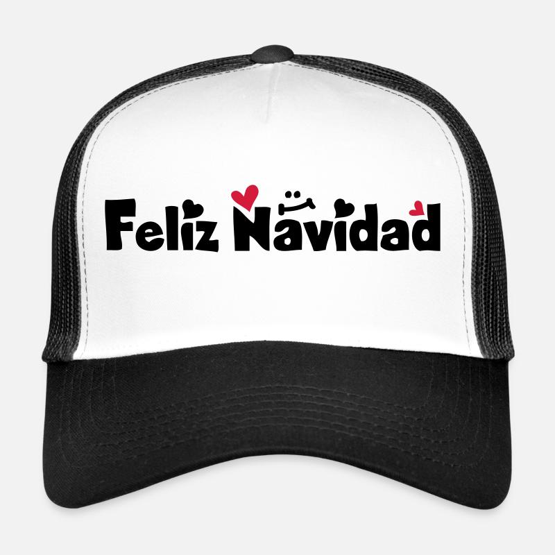 Feliz Navidad Joyeux Noël - Casquette trucker  - blanc/noir