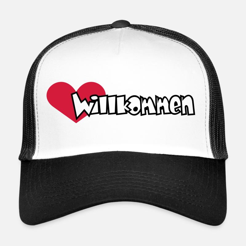Herzlich Willkommen (2c) - Trucker Cap - Weiß/Schwarz