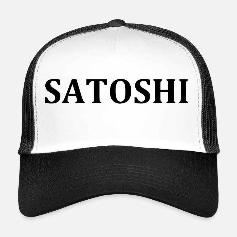 SATOSHI lettering for Bitcoiner Blockchain - Trucker Cap - white/black